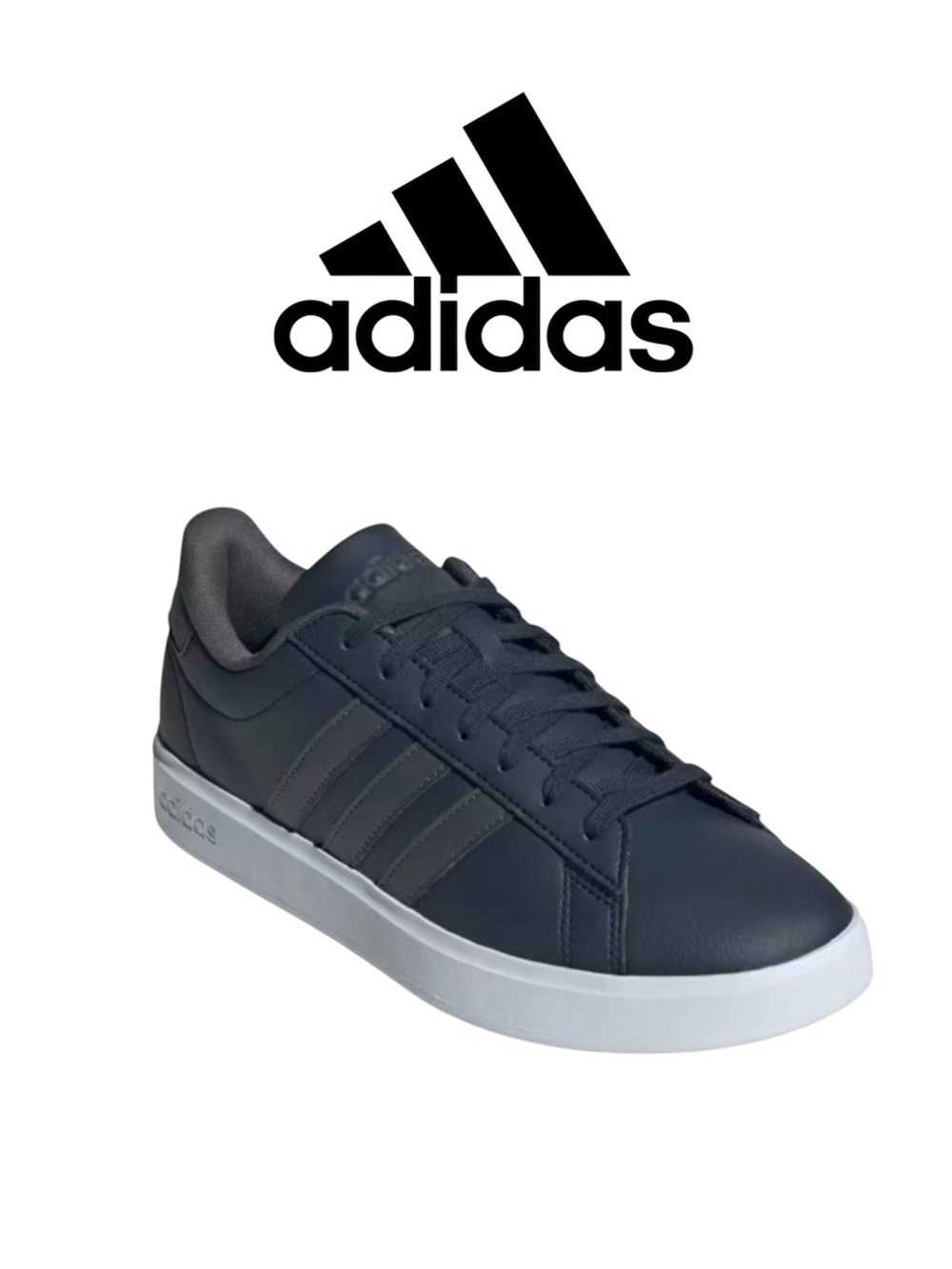 adidas Men's Grand Court 2.0 Sneaker - Dark Blue, Charcoal Gray and White